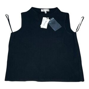 NEW Milly Womens Black Funnel Neck Shell Sleeveless Knit Top SMALL NWT